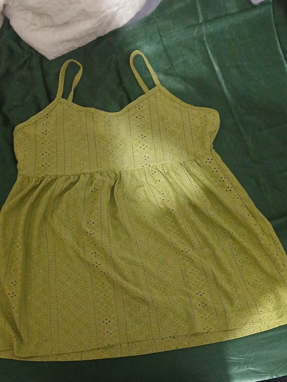 SHEIN Lime Green Eyelet Spaghetti Strap Camisole Top